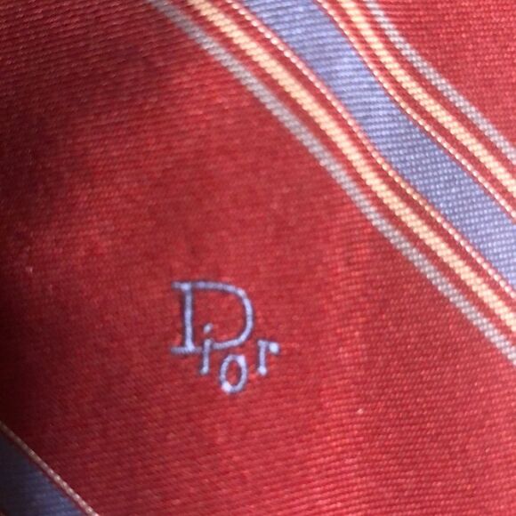 Christian Dior Necktie Red and Blue - Picture 1 of 5